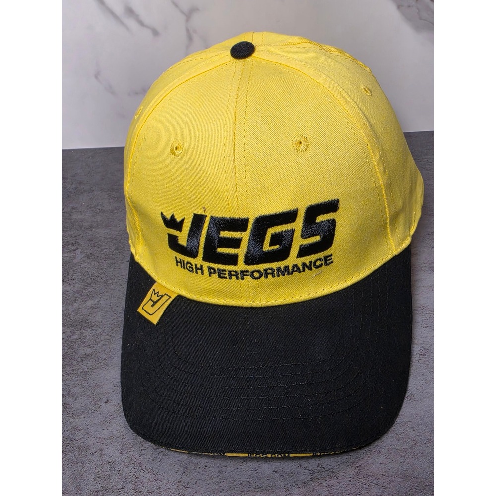 JEGS High Performance Baseball Cap Hat Yellow Black Adjustable Strap